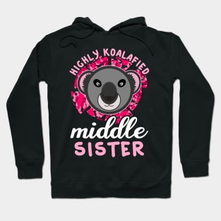 Highly Koalafied Middle Sister Sibling Funny Koala Cartoon Hoodie